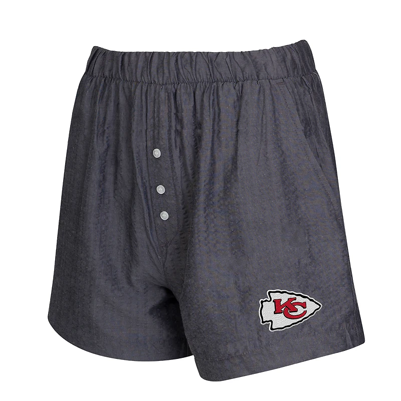 Women's Concepts Sport  Charcoal Kansas City Chiefs Two-Pack Stripes and Solids Boxer Shorts Set
