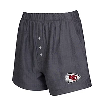 Women's Concepts Sport  Charcoal Kansas City Chiefs Two-Pack Stripes and Solids Boxer Shorts Set