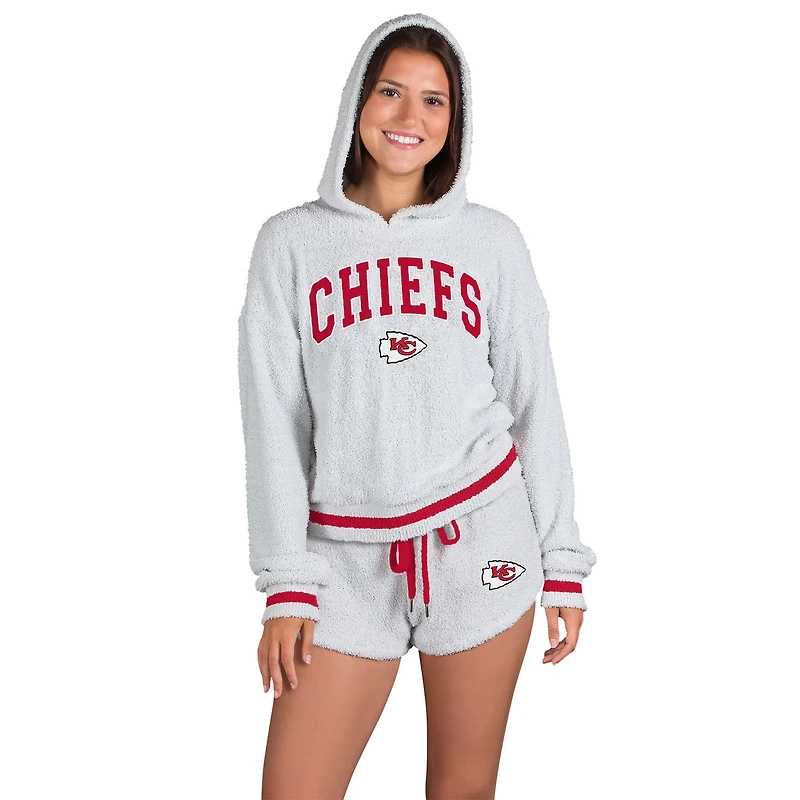 Women's Concepts Sport  Gray Kansas City Chiefs Whitley Long Sleeve Hoodie Top & Shorts Set