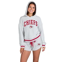Ensemble sweat à capuche et short manches longues Whitley gris pour femme Concepts Sport des Kansas City Chiefs