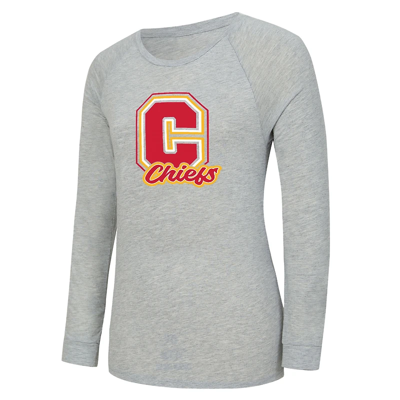 Women's Concepts Sport Heather Gray/Red Kansas City Chiefs Regulate Plaid Long-Sleeve T-Shirt & Shorts Sleep Set