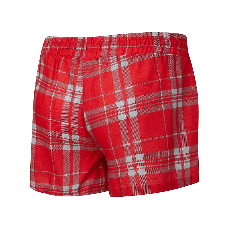 Women's Concepts Sport  Heather Gray/Red Kansas City Chiefs Regulate Plaid Long-Sleeve T-Shirt & Shorts Sleep Set