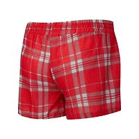 Women's Concepts Sport  Heather Gray/Red Kansas City Chiefs Regulate Plaid Long-Sleeve T-Shirt & Shorts Sleep Set