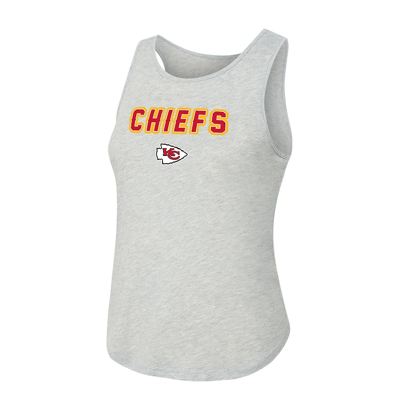 Women's Concepts Sport Heather Gray/Red Kansas City Chiefs Regulate Plaid Tank Top & Pants Sleep Set