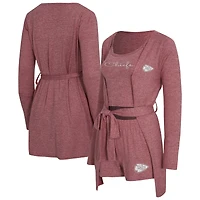 Ensemble débardeur, short et peignoir Rigor pour femme Concepts Sport rouge chiné des Kansas City Chiefs