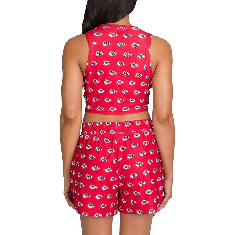 Women's Concepts Sport Kansas City Chiefs Gauge Allover Print Cropped Tank Top & Shorts Sleep Set