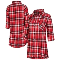 Chemise de nuit à carreaux rouges Kansas City Chiefs Laney pour femme, modèle Concepts Sport, boutons.