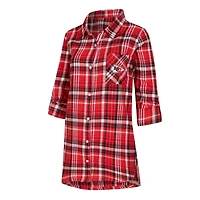 Women's Concepts Sport Red Kansas City Chiefs Laney Plaid Tri-Blend Full-Button Nightshirt