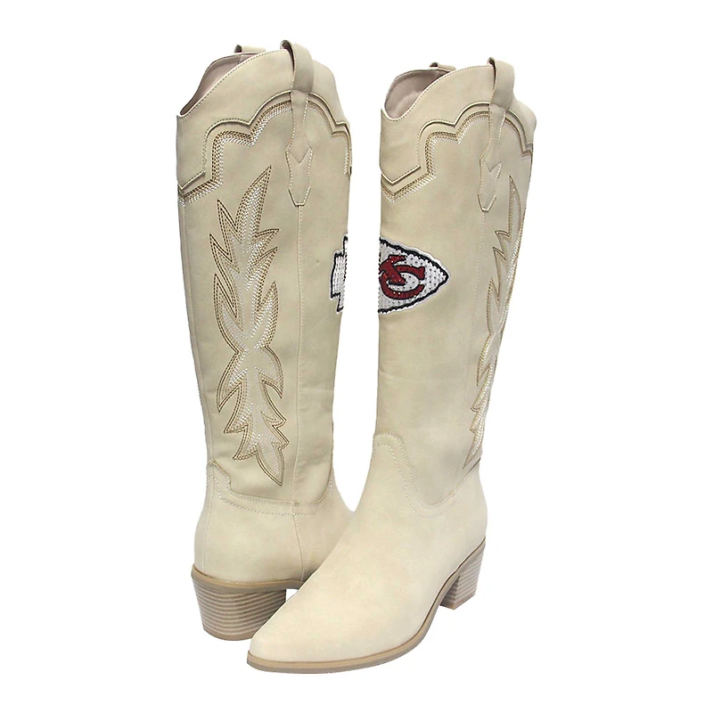 Bottes de cowboy Kansas City Chiefs couleur crème pour femmes