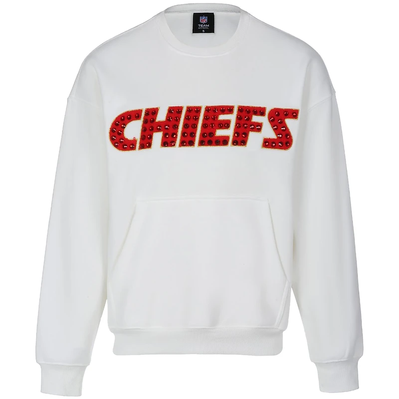Sweat-shirt à bijoux en chenille blanc Cuce pour femme des Kansas City Chiefs