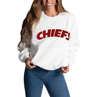 Sweat-shirt à bijoux en chenille blanc Cuce pour femme des Kansas City Chiefs