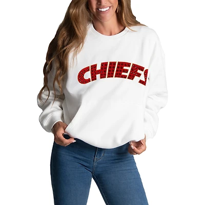 Sweat-shirt à bijoux en chenille blanc Cuce pour femme des Kansas City Chiefs