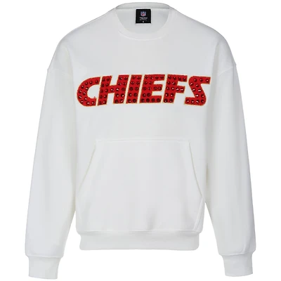 Sweat-shirt à bijoux en chenille blanc Cuce pour femme des Kansas City Chiefs