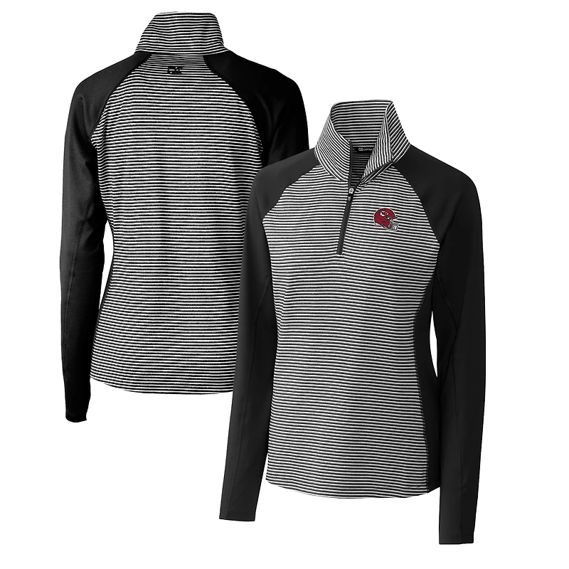 Women's Cutter & Buck  Black Kansas City Chiefs Helmet Logo DryTec Forge Tonal Stripe Stretch Half-Zip Top