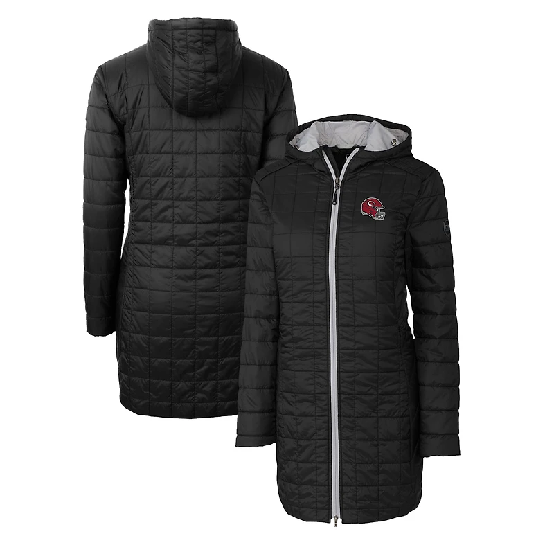 Women's Cutter & Buck  Black Kansas City Chiefs Helmet Logo Rainier Primaloft Eco Insulated Hooded Long Coat