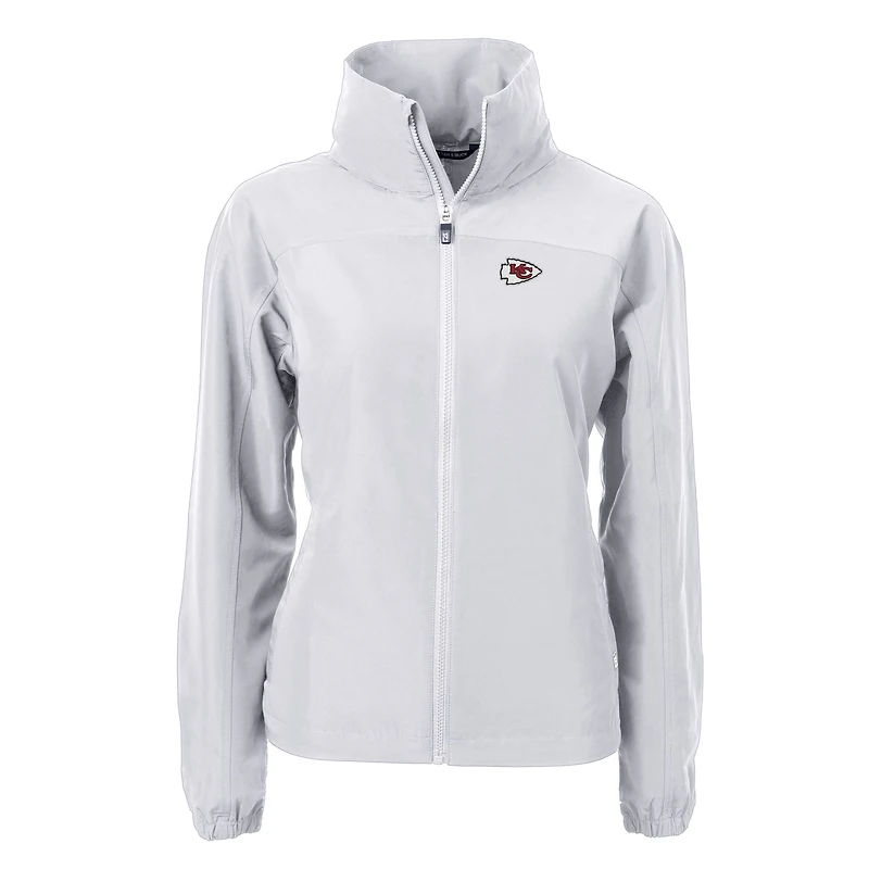 Women's Cutter & Buck Gray Kansas City Chiefs Charter Eco Recycled Full-Zip Jacket