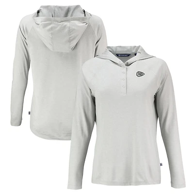 Women's Cutter & Buck Gray Kansas City Chiefs Coastline Epic Comfort Eco Recycled Long Sleeve Hoodie T-Shirt