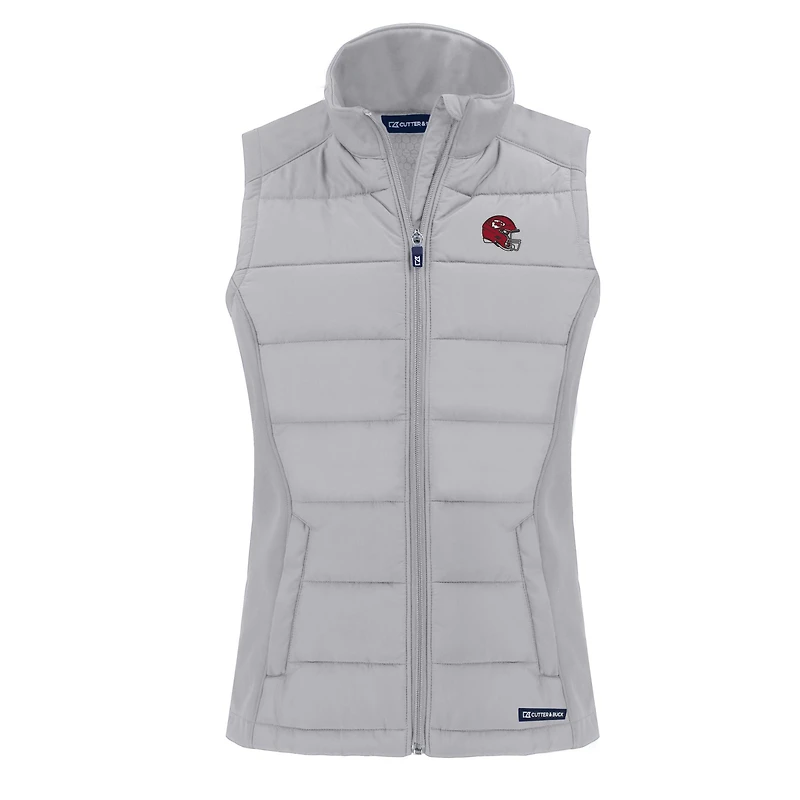 Women's Cutter & Buck Gray Kansas City Chiefs Helmet Evoke Hybrid Eco Softshell Recycled Full-Zip Vest
