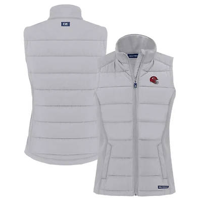Women's Cutter & Buck  Gray Kansas City Chiefs Helmet Evoke Hybrid Eco Softshell Recycled Full-Zip Vest