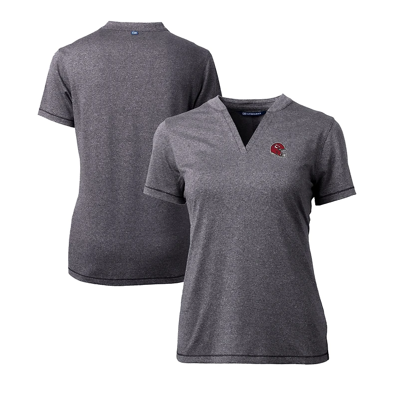 Haut à col en V extensible DryTec Forge pour femme, coupeur et Buck, couleur anthracite chiné, logo du casque des Chiefs de Kansas City