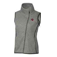Gilet asymétrique en tricot à fermeture éclair intégrale pour femme, gris chiné, avec logo du casque des Chiefs de Kansas City, Cutter & Buck