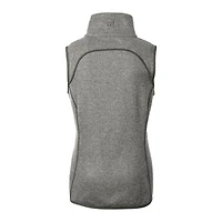 Women's Cutter & Buck  Heather Gray Kansas City Chiefs Helmet Logo Mainsail Sweater-Knit Full-Zip Asymmetrical Vest