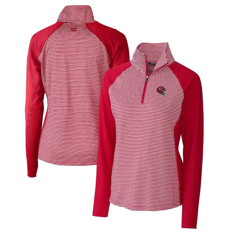 Haut demi-zippé extensible à rayures ton sur DryTec Forge pour femme, coupeur et buck, logo casque des Kansas City Chiefs, rouge