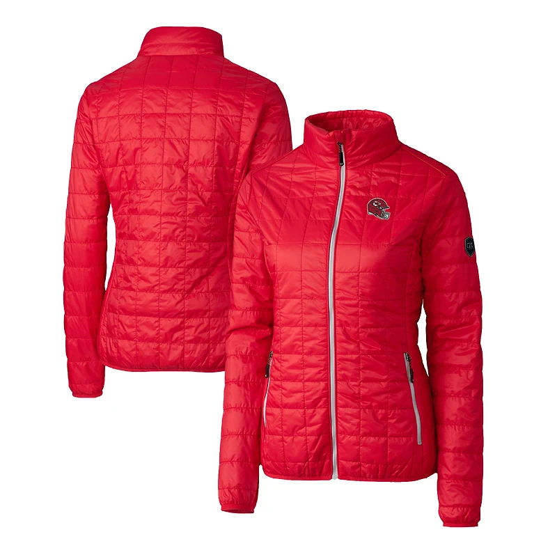 Doudoune zippée intégrale isolée PrimaLoft Eco Rainier pour femme, ornée du logo casque des Kansas City Chiefs de Cutter & Buck rouge