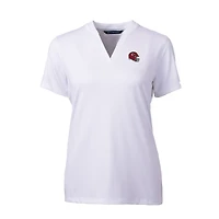 Haut à col en V extensible DryTec Forge pour femme, blanc, avec logo du casque des Kansas City Chiefs, Cutter & Buck