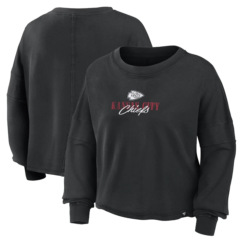 Women's Fanatics Black Kansas City Chiefs Oversized Chop Block Boxy Long Sleeve Top