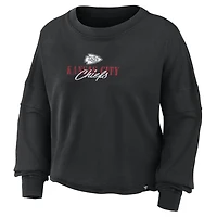 Women's Fanatics Black Kansas City Chiefs Oversized Chop Block Boxy Long Sleeve Top