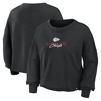 Women's Fanatics Black Kansas City Chiefs Oversized Chop Block Boxy Long Sleeve Top