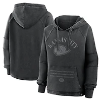 Women's Fanatics Black Kansas City Chiefs Oversized Raglan Gridiron Hoodie