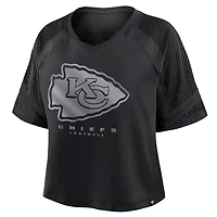 Women's Fanatics Black Kansas City Chiefs Oversized Raglan V-Neck Blackout Fashion Jersey