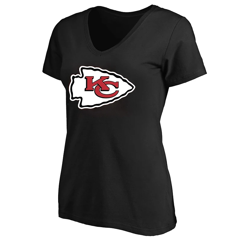 T-shirt col en V grande taille pour femme Fanatics Black Kansas City Chiefs