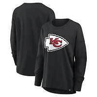 T-shirt à manches longues Fanatics Black Kansas City Chiefs pour femmes, coupe décontractée.