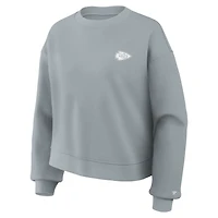 Sweat-shirt oversize à pochette en mélange de trois matières bleu Kansas City Chiefs pour femme Fanatics