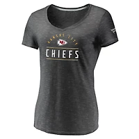 Women's Fanatics Charcoal Kansas City Chiefs League Leader Space Dye V-Neck T-Shirt