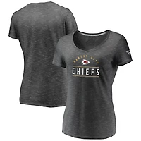 Women's Fanatics Charcoal Kansas City Chiefs League Leader Space Dye V-Neck T-Shirt