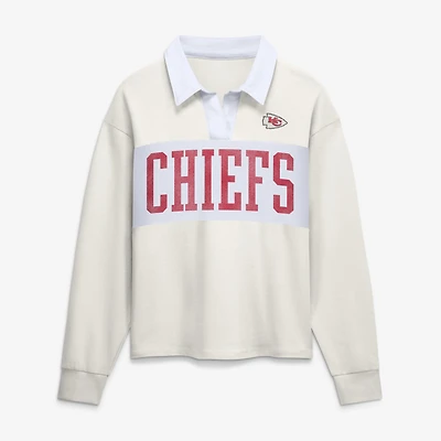 Polo de rugby à manches longues Fanatics crème Kansas City Chiefs Heritage Play Action pour femme