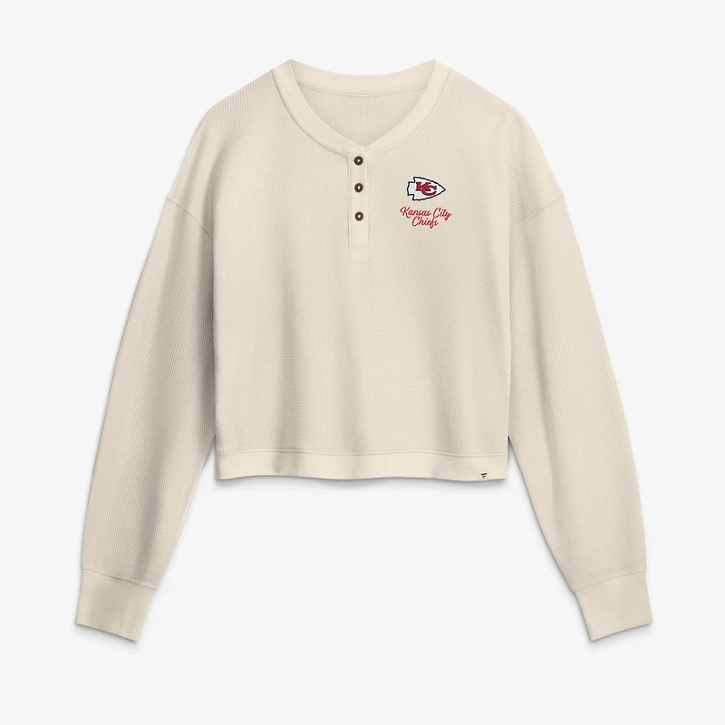 T-shirt court décontracté à manches longues Fanatics crème Kansas City Chiefs pour femme