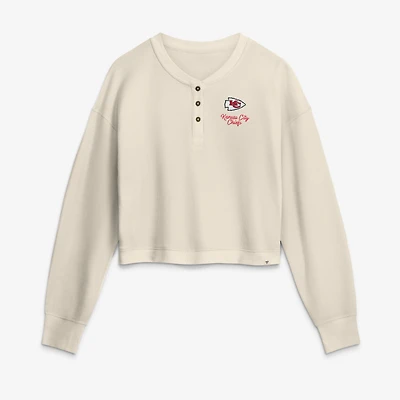 T-shirt court décontracté à manches longues Fanatics crème Kansas City Chiefs pour femme