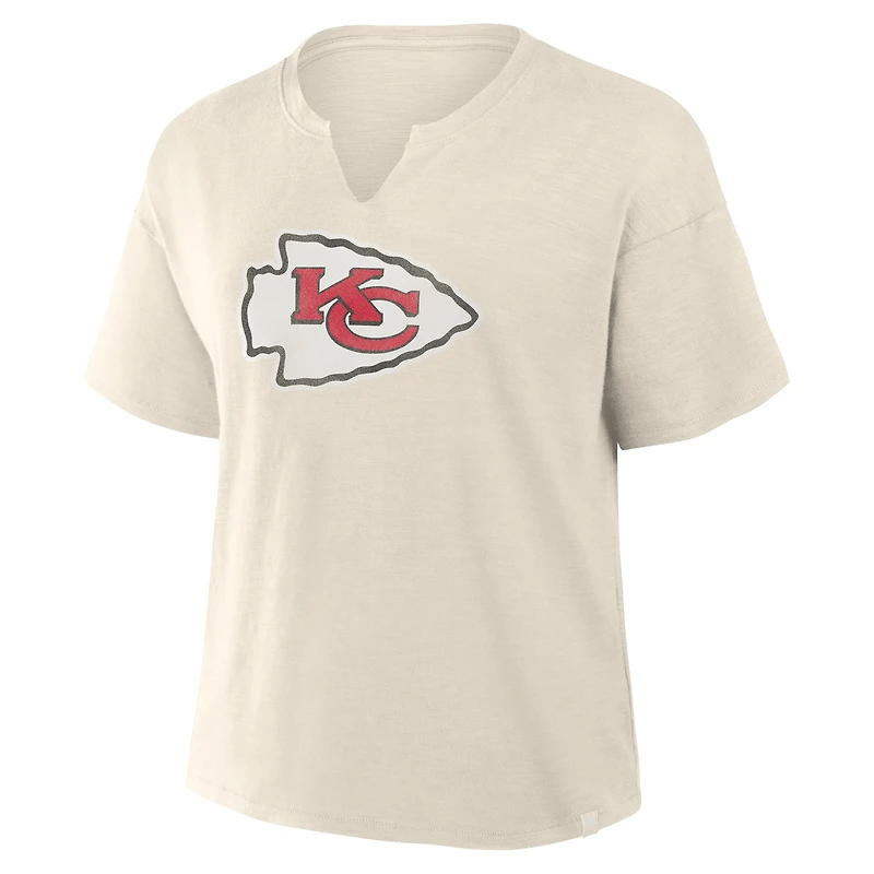 T-shirt boxy flammé Trick Play des Kansas City Chiefs pour femme, couleur crème