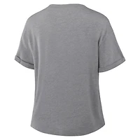 Women's Fanatics Heather Gray Kansas City Chiefs Pennant Wave Tribute Tri-Blend Boxy T-Shirt