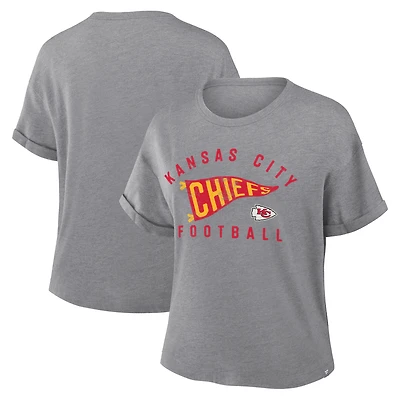 T-shirt tri-blend hommage fanatiques gris chiné des Kansas City Chiefs pour femme
