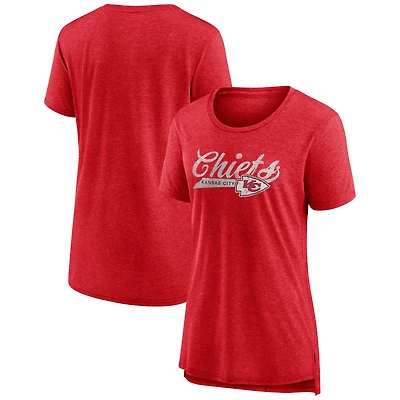 T-shirt à manches longues en mélange de coton pour femme Fanatics Heather Red des Kansas City Chiefs