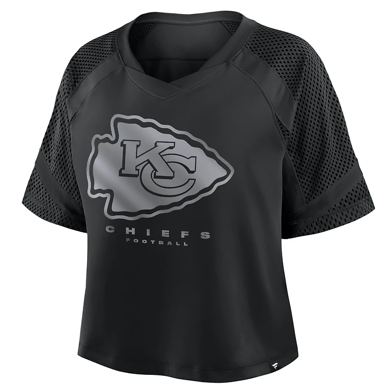 Maillot surdimensionné à col en V et raglan pour femme Fanatics des Kansas City Chiefs, noir tendance