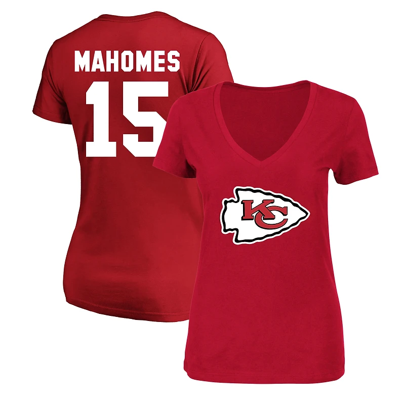 Women's Fanatics Patrick Mahomes Red Kansas City Chiefs Plus Name & Number V-Neck T-Shirt