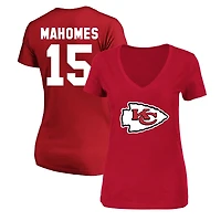 Women's Fanatics Patrick Mahomes Red Kansas City Chiefs Plus Name & Number V-Neck T-Shirt