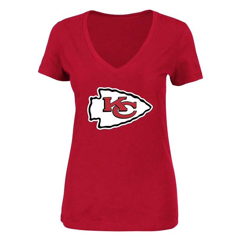 T-shirt à col en V pour femmes Fanatics Patrick Mahomes rouge Kansas City Chiefs, grandes tailles, nom et numéro